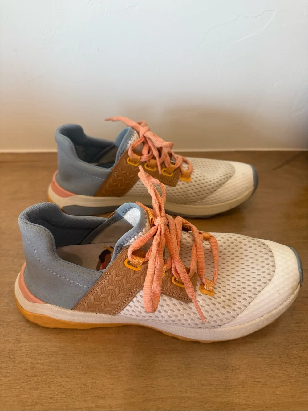 OluKai Women's Cream Mesh Athletic Shoes with Coral Laces